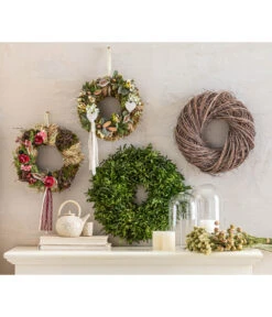 Trockenblumenbund Glanzgras, Natur -Elho Verkäufe 6273593 6032536 6279897 WE MO 001 Herbstkraenze 2