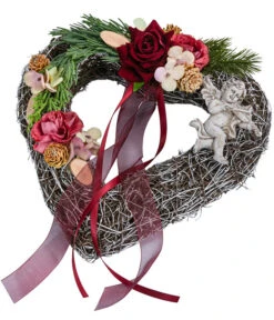 Grabgesteck Eva, Herzförmig, Rot, Ca. B25/H10/T25 Cm