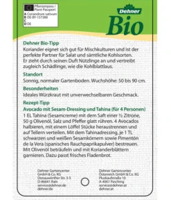 Bioland Koriander -Elho Verkäufe 8001984 BioKoriander Etikett neu 2